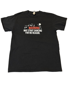 Gildan Warning May Start Dancing Graphic Tee Black Funny Shirt Sz M
